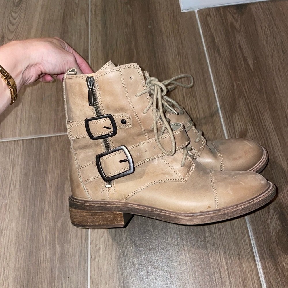 Lucky Brand Beige Leather Ankle Boots
